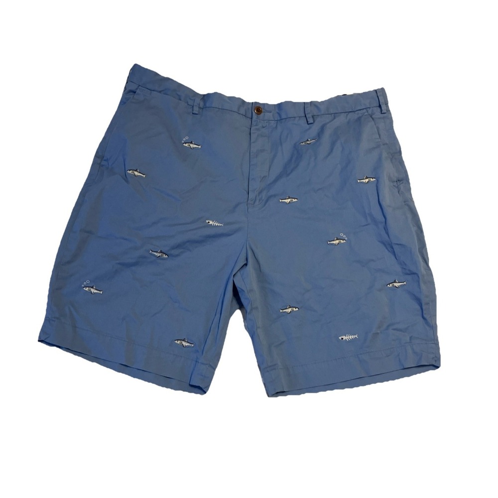 Polo Ralph Lauren Preppy Blue Shorts Embroidered Fish Motif 40‎ Waist 9" Inseam